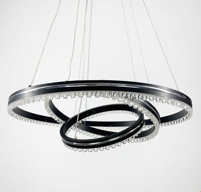 Черная LED люстра на 3 кольца с хромированной полоской A 55060/3P BK+CR