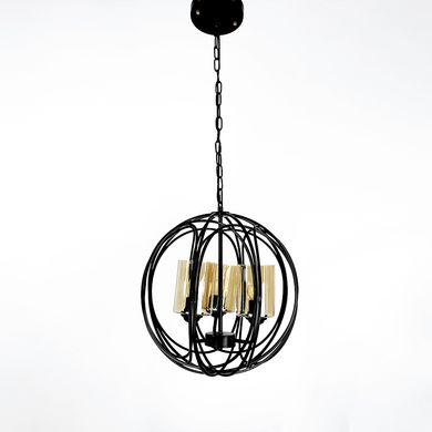 Люстра Лофт в черном корпусе формы плетеный шар 160/3 BK AM/GR