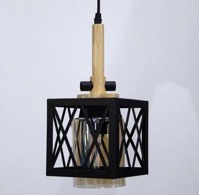 Подвесной светильник с элементами дерева и металла 12302/1