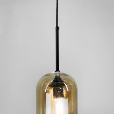 Чорний світильник із подвійним янтарним плафоном AA 330/1 BK+AM