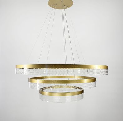 Дизайнерская золотая LED люстра на 3 кольца CO 5/40+60+80