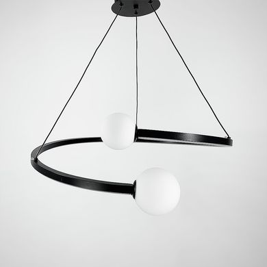 Чорна LED люстра Ring з 2 білими плафонами у 3-х розмірах De 1C BK