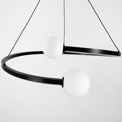 Чорна LED люстра Ring з 2 білими плафонами у 3-х розмірах De 1C BK