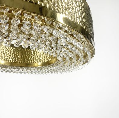 Невероятная дизайнерская люстра в золотом каркасе с хрусталиками D 7300 GD