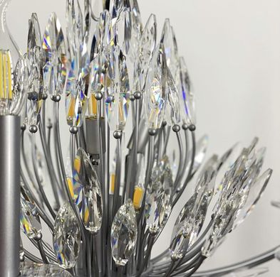 Хрустальная серебряная люстра реплика Lily Buds на 6 рожков-подсвечников MD 8058-6 Satin