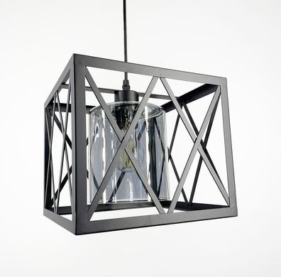 Подвесной светильник в геометрическом черном каркасе 11535/1