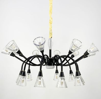 Подвесной светильник с закрученными рожками в черном каркасе H 9866/10+10 BK