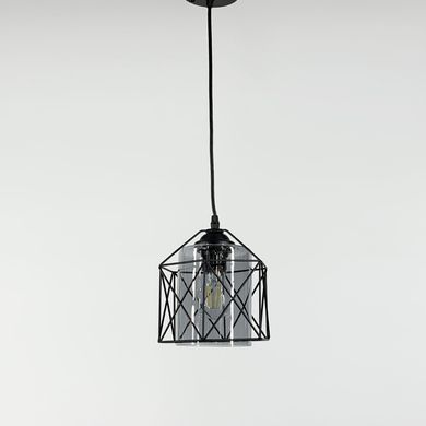 Світильник підвісний в чорному корпусі з скляним плафоном 11770/1 BK