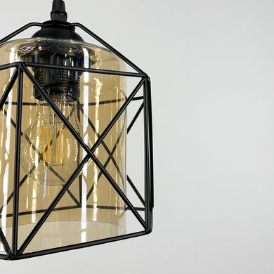 Світильник підвісний в чорному корпусі з скляним плафоном 11770/1 BK