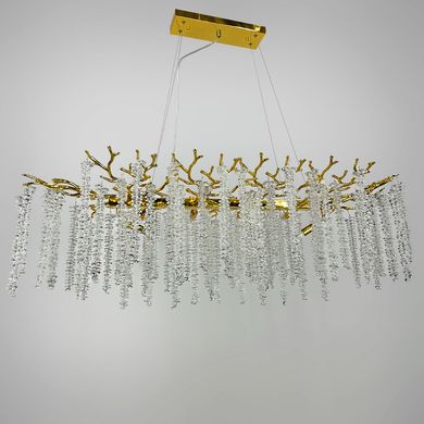 Видовжена вишукана золота люстра із кришталевими підвісами 33001-L GD
