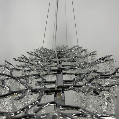 Видовжена вишукана срібна люстра із кришталевими підвісами 33001-L1500 CR