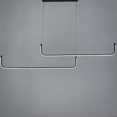 Чорна лінійна LED люстра з 2-а лініями у скандинавському стилі H 28L-2