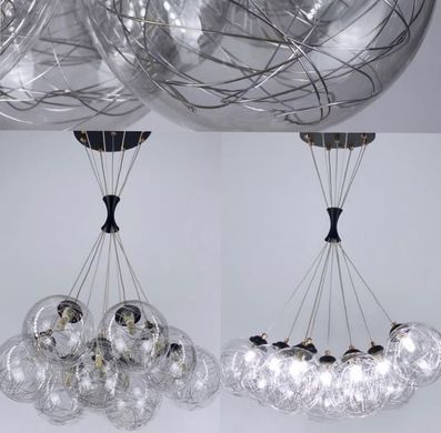 Подвесной светильник Transparent Bubbles на 13 плафонов с металлической нитью 371/13