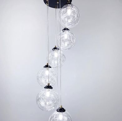 Подвесной светильник Transparent Bubbles на 7 плафонов с металлической нитью 371/7