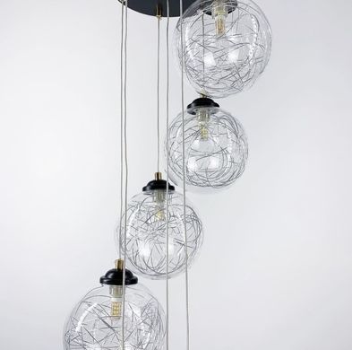Підвісний світильник Transparent Bubbles на 7 плафонів з металевою ниткою 371/7