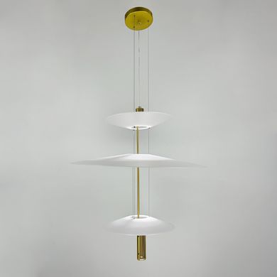 Дизайнерский 3-х ярусный светильник КРЫЛЬЯ СВЕТА с золотым основанием MJ 14-360+680+360 AB