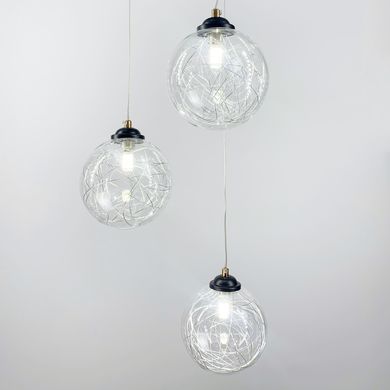 Подвесной светильник Transparent Bubbles на 3 плафона с металлической нитью 371/3