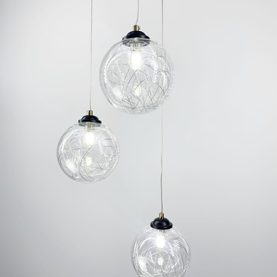 Підвісний світильник Transparent Bubbles на 3 плафони з металевою ниткою 371/3