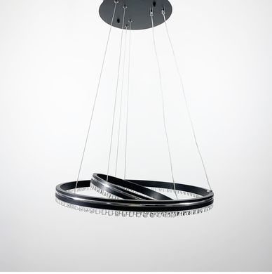 Черная LED люстра на 2 кольца с хромированной полоской A 55060/2P BK+CR